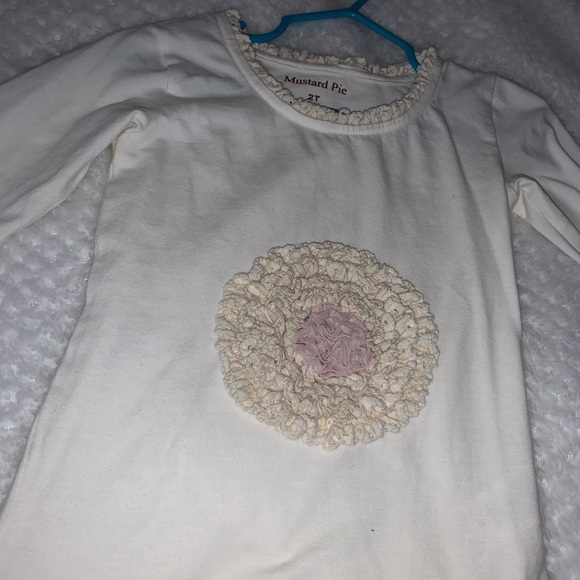 Mustard Pie Cream Long Sleeve Flower Shirt 2T - Picture 3 of 6